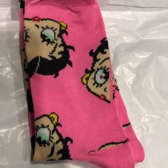Betty Boop‎ pink betty boop image printed crew socks size 9-13 new - Picture 3 of 9